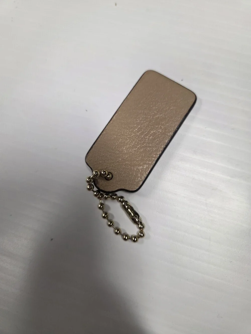 Authentic Coach Leather Replacement Hangtag | Tan Taupe Brown Logo FOB Keychain